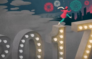 woman hopping 2017 new year