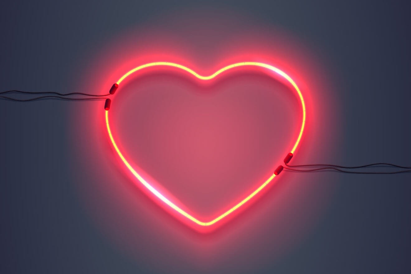 A glowing neon heart